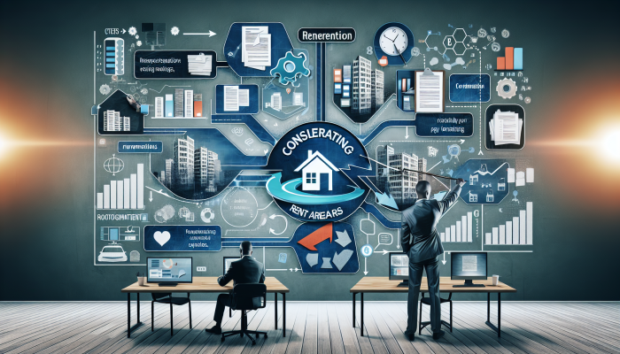 Consolidate Rent Arrears: A Vital Guide for Tenants | DCL Infographic illustrating the process of rent arrears consolidation with charts, timelines, and legal and financial elements.