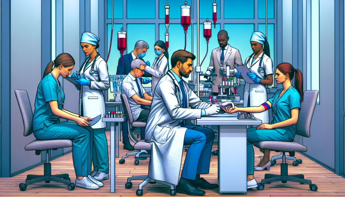 Thyroid Blood Test in Burgess Hill: Diverse healthcare professionals conducting thyroid blood tests in a modern Burgess Hill clinic.