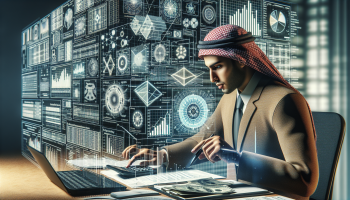Assessing Your Current Debt Situation | DCL A person organizing financial documents, calculating debt totals and interest rates, amidst financial charts.