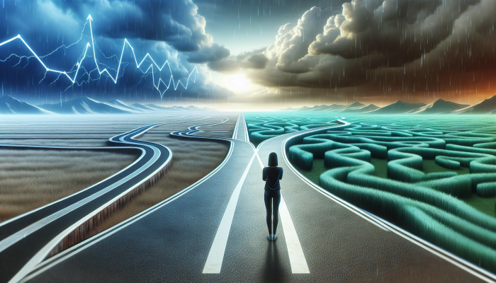 Advanced Debt Consolidation Loan Terms to Know | DCL Advanced Debt Consolidation Loan Terms to Know: A person choosing between a stable fixed rate path and a fluctuating variable rate trail.