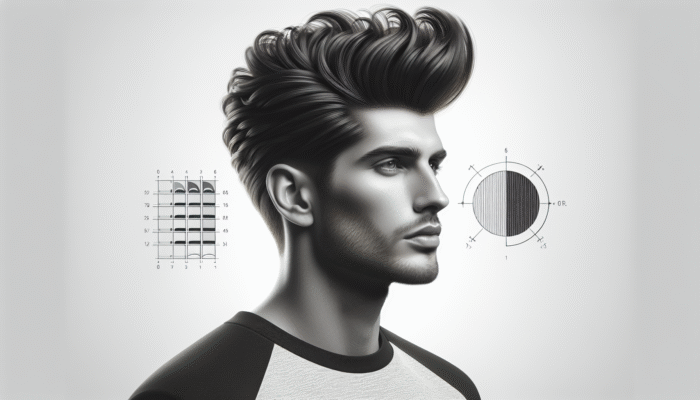 Man with a stylish quiff hairstyle, hair brushed upwards and back, creating height and volume.