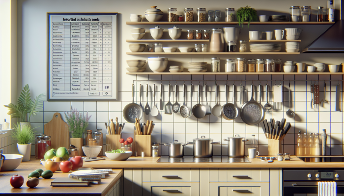 A well-organised UK kitchen with essential cooking tools and grouped ingredients on limited counter space.