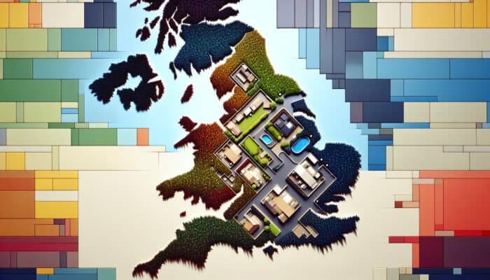 UK map showing regional price variations for marble floor polishing with colour-coded costs and polished marble floors.