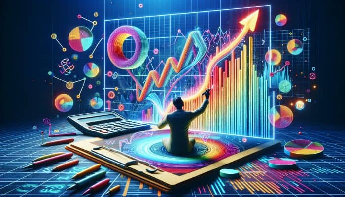 How to Stay Disciplined with Consolidation Loans: A Guide | DCL An individual marking payments on a vibrant chart, surrounded by graphs and a debt calculator, celebrating financial progress.