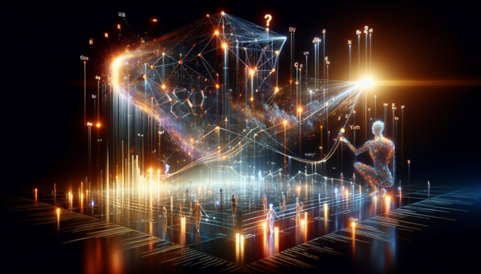 Vibrant futuristic digital marketplace illustrating e-commerce SEO with rising rankings, flowing keywords, climbing graphs, and shoppers filling carts.