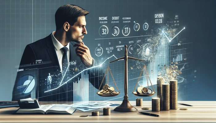 What APR Is Good for Debt Consolidation?: Key Factors Explained | DCL UK financial advisor analyzes income and debt charts in modern office, with scale balancing coins and loans for APR eligibility factors.