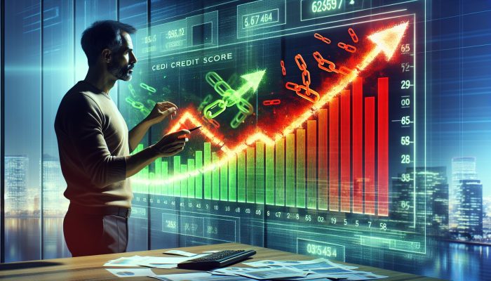 can debt consolidation stop ccjs in the uk?: Key Facts | DCL Illustration of a rising credit score graph from red to green, broken chains for debt consolidation, and a person reviewing documents with upward arrows.