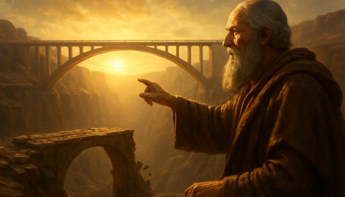 When a Longer Term Makes Sense Despite Cost: Expert Guide | DCL Mentor gestures to long bridge leading to sunlit future over crumbling short bridge in canyon.