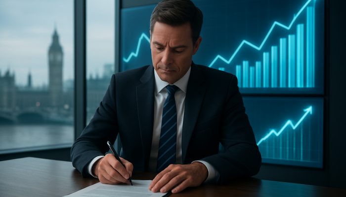 When a Longer Term Makes Sense Despite Cost: Expert Guide | DCL British executive signing supplier contract in London office amid glowing NPV and profit charts